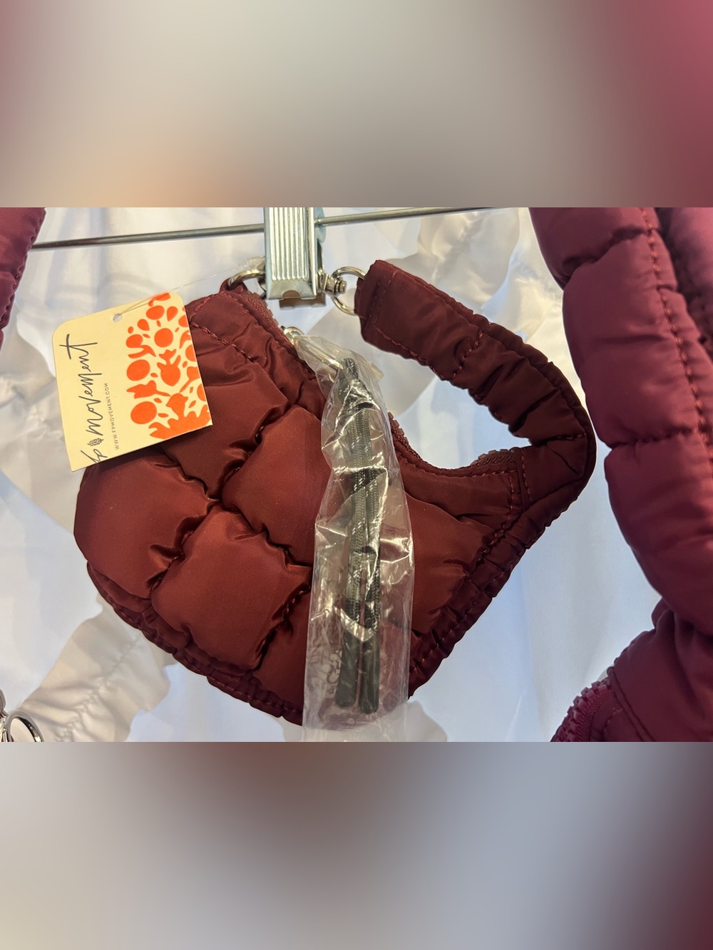 FP Movement by Free People Quilted Micro Pouch in Mahogany/Wine NWT